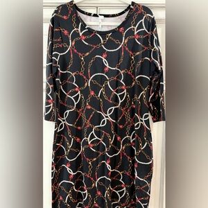 PRELOVED SZ L Lulu-B Chain Print Black Tunic top/mini dress